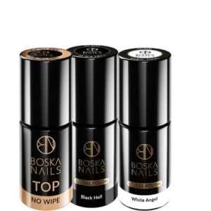 Set lakierów hybrydowych 301 302 TOP NO WIPE Boska Nails