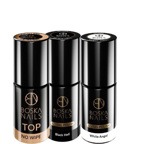 Set lakierów hybrydowych 301 302 TOP NO WIPE Boska Nails
