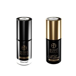 Set biały lakier hybrydowy 301 + mleczny lakier hybrydowy 442 Boska Nails Set biały lakier hybrydowy 301 + mleczny lakier hybrydowy 442 Boska Nails