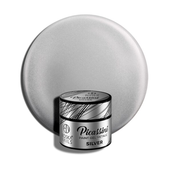 Żel do zdobień Picassini Metalic Paint Gel Silver Boska Nails 5 ml