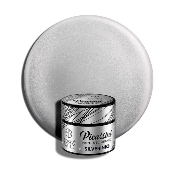 Srebrny żel do zdobień Picassini Metalic Paint Gel SILVERINIO Boska Nails 5 ml