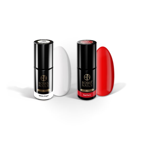 Set lakierów hybrydowych White & Red Boska Nails
